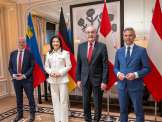The Ministers of Economic Affairs from Liechtenstein, Germany, Switzerland, and Austria: Hubert Büchel, Katherina Reiche, Guy Parmelin, and Wolfgang Hattmannsdorfer.