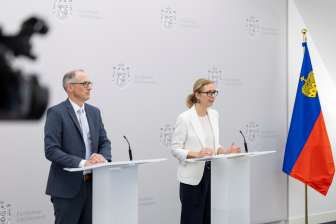 Thomas Bischof, Secretary General of the Ministry of Foreign Affairs, Environment, and Culture; Deputy Chief of Government Sabine Monauni.