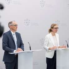 Thomas Bischof, Secretary General of the Ministry of Foreign Affairs, Environment, and Culture; Deputy Chief of Government Sabine Monauni.